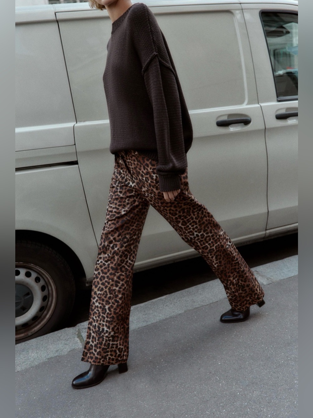 ZARA Leopard Animal Print Flare Trousers Pants XL